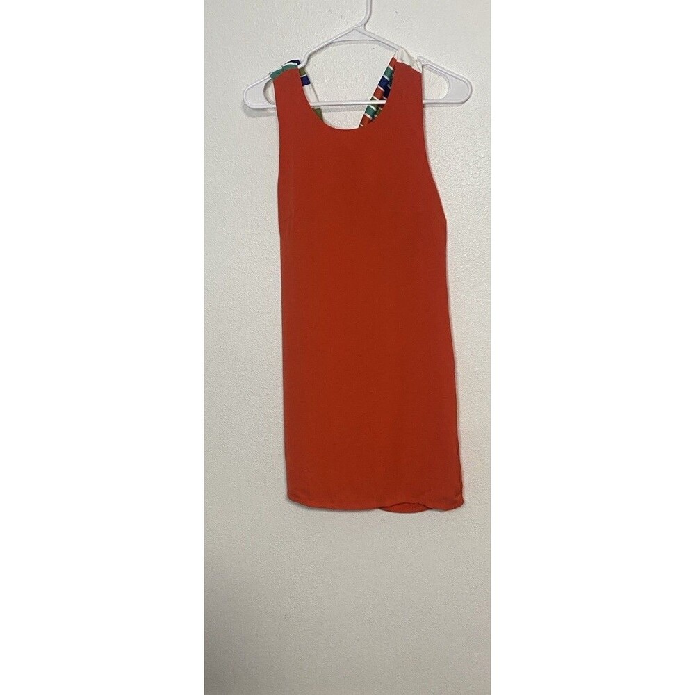 Lulus Women’s Chiffon Mini Shift Dress Sleeveless Sz XS Orange Nautical Zip 
